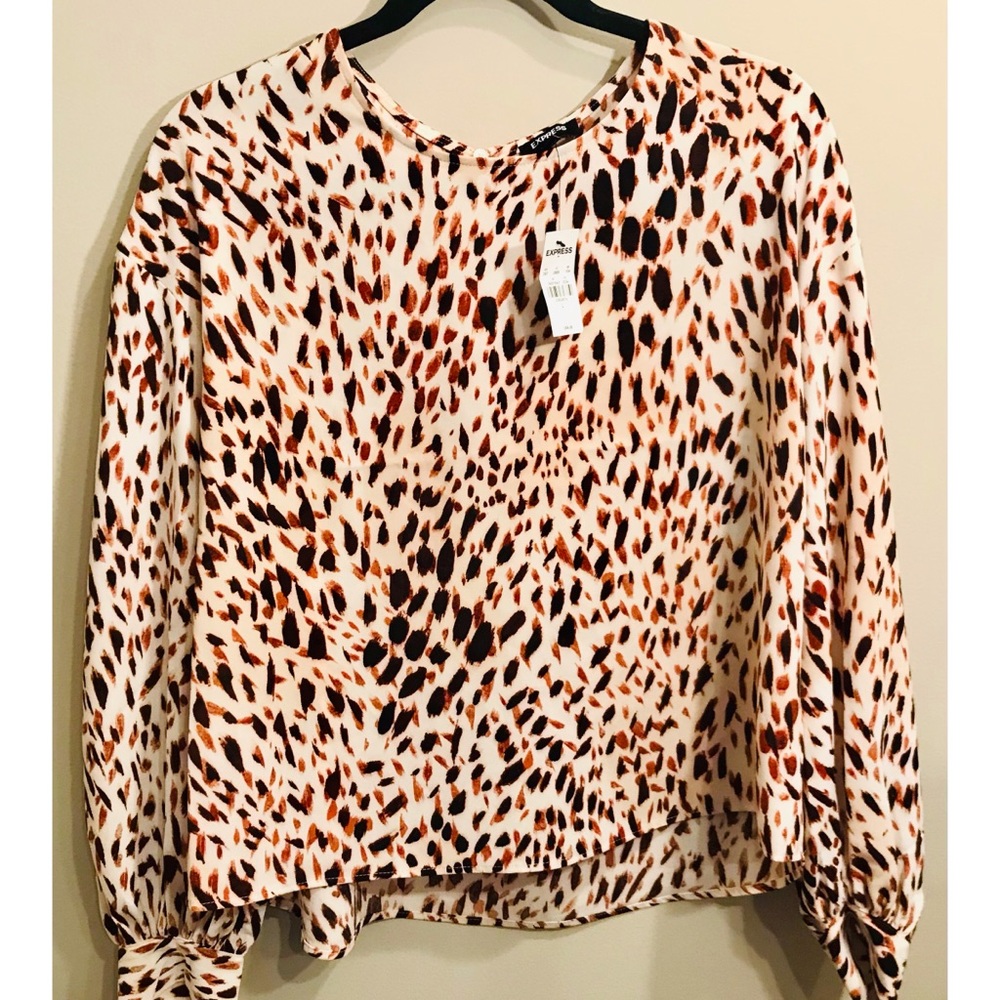 Express leopard print balloon sleeve blouse shirt